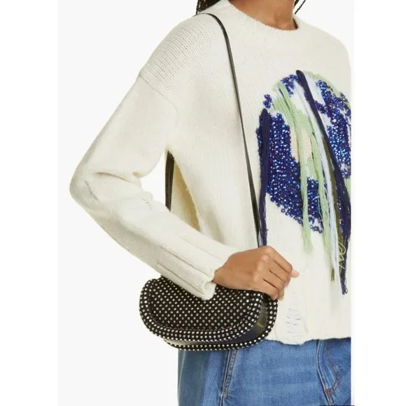 JW Anderson Evening Suede and Calf Leather Shoulder Bag with Crystals, NWT